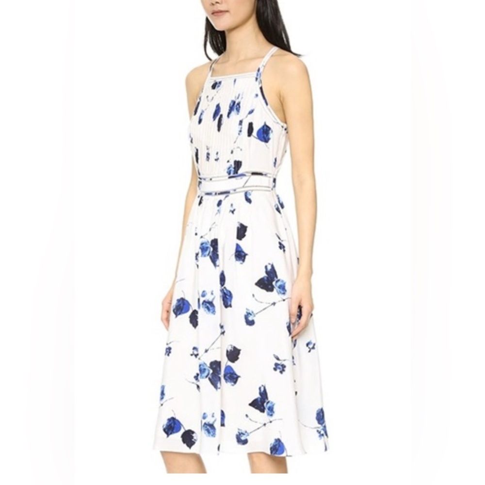 CLUB‎ MONACO Women's Klarika Blue Flower Silk Midi Dress Sz6   Retail $279